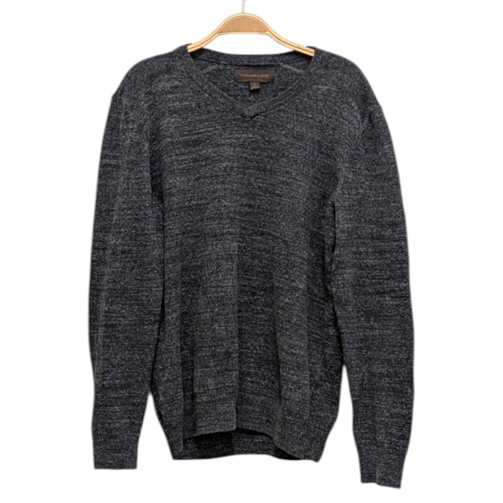 Fairlane & Sons Pullover Heavy Charcoal Grey V Neck Sweater Medium